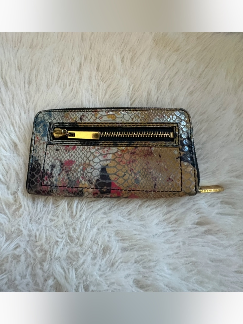 Tory Burch Multicolor Snake-Print Zip Card Wallet with Gold Hardware Zip around - Picture 3 of 16